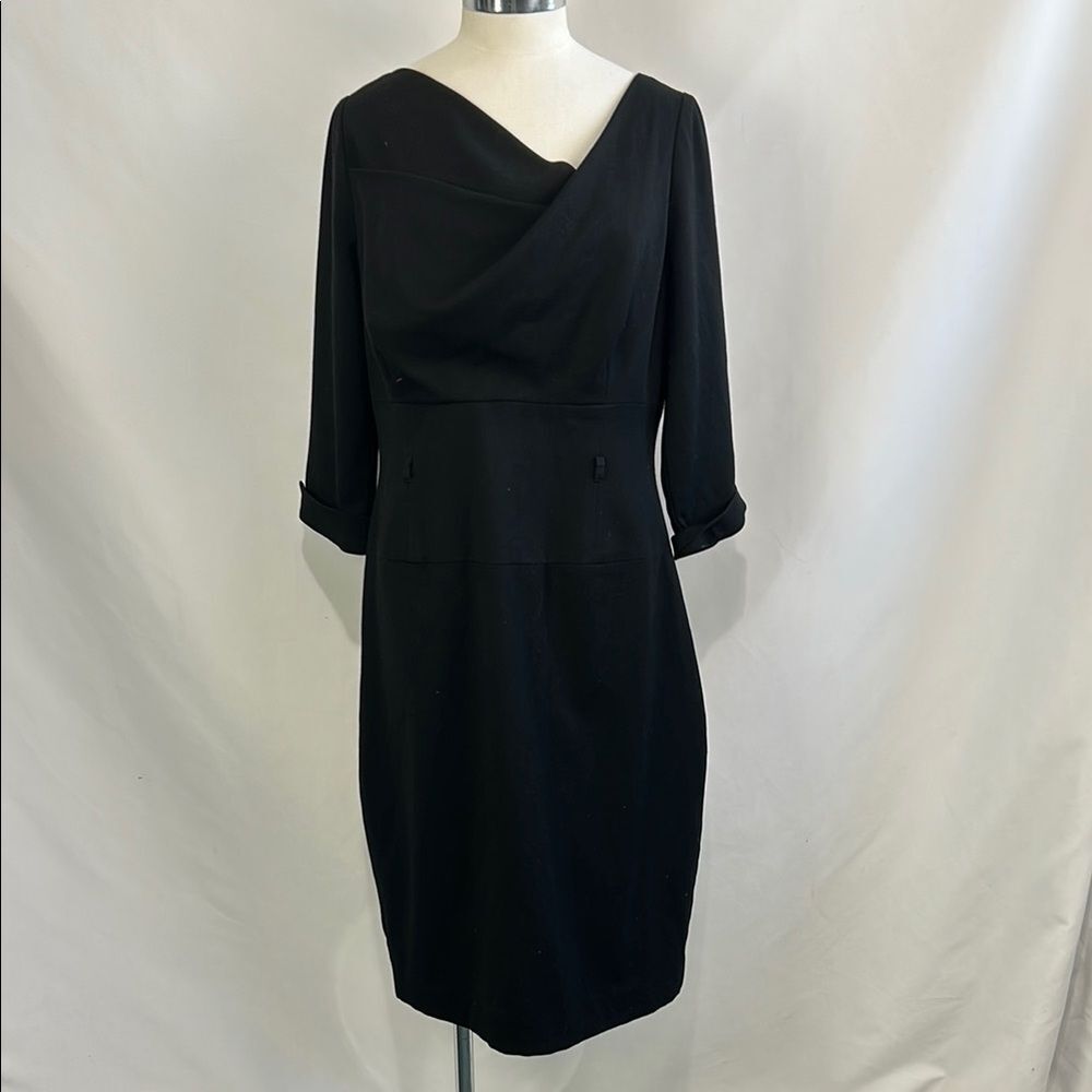Black Halo Black Draped Sheath Dress